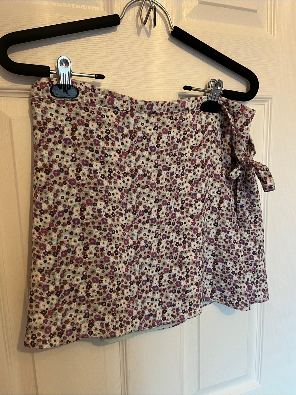 Sunday Best Cream Mini Skirt with Purple Floral Pattern